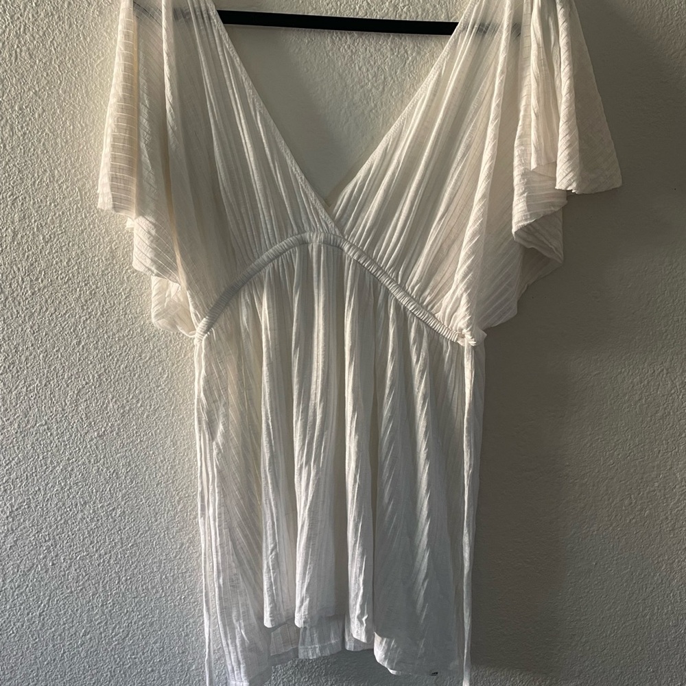 White V-Neck Flowy Dress